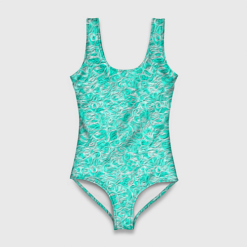 Женский купальник-боди Абстрактный бирюзово-белый фон / 3D-принт – фото 1