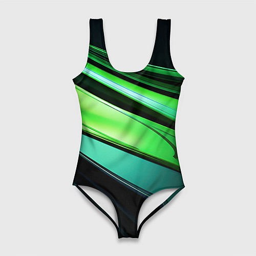 Женский купальник-боди Абстрактные геометрические плавные линии минимализ / 3D-принт – фото 1