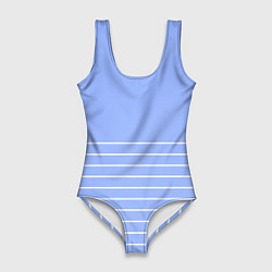 Женский купальник-боди Светлый сиреневый с белыми полосами