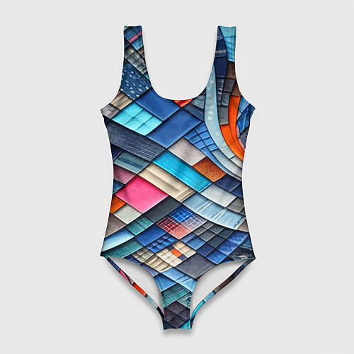 Женский купальник-боди Абстрактный авангардный пэчворк - нейросеть / 3D-принт – фото 1