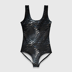 Купальник-боди 3D женский Блестящая металлическая броня, цвет: 3D-принт