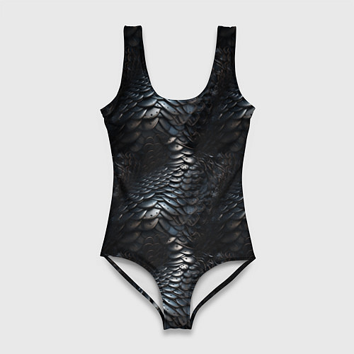 Женский купальник-боди Блестящая металлическая броня / 3D-принт – фото 1