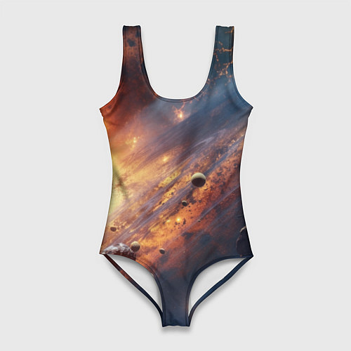 Женский купальник-боди Вселенная и планеты / 3D-принт – фото 1