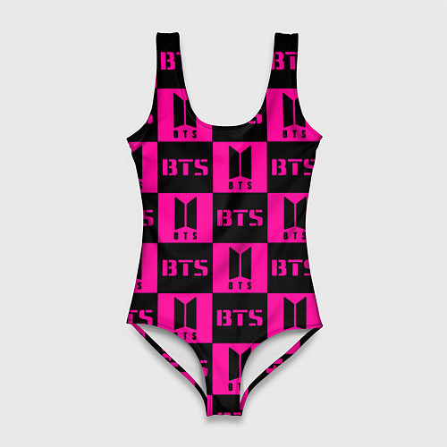 Женский купальник-боди BTS pattern pink logo / 3D-принт – фото 1