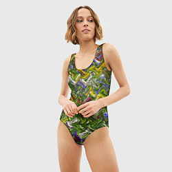 Купальник-боди 3D женский Разноцветная абстракция, цвет: 3D-принт — фото 2