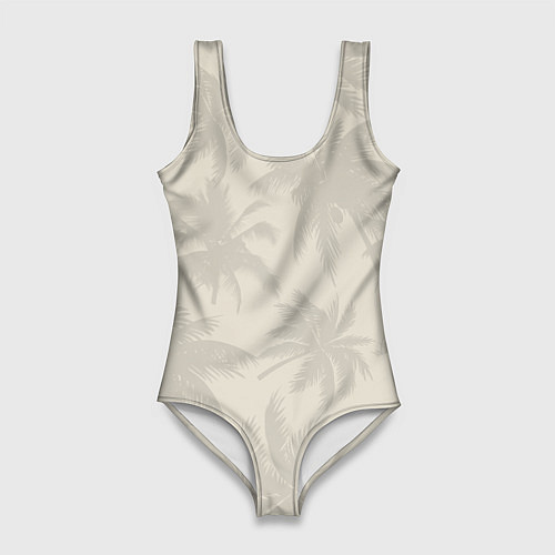Женский купальник-боди Бежевые пальмы паттерн / 3D-принт – фото 1