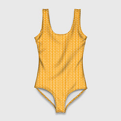 Женский купальник-боди Жёлтый в маленькие белые полосочки