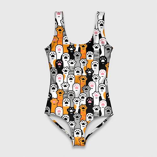 Женский купальник-боди Кошачьи лапы / 3D-принт – фото 1