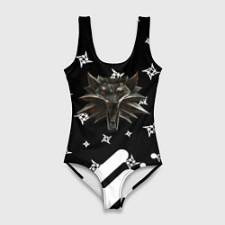 Женский купальник-боди Ведьмак медальён лого паттерн