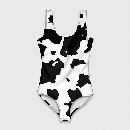 Женский купальник-боди Черно белый коровий узор / 3D-принт – фото 1