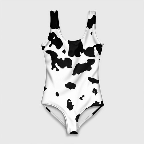 Женский купальник-боди Черно белый пятнистый узор / 3D-принт – фото 1