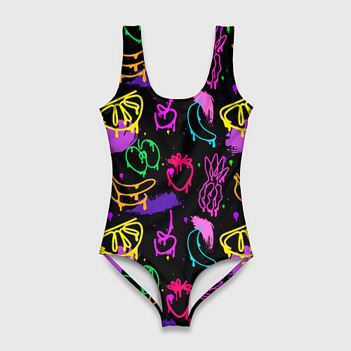 Женский купальник-боди Фруктовое граффити паттерн / 3D-принт – фото 1