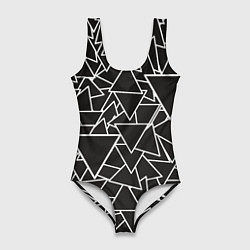 Купальник-боди 3D женский Черный треугольник, цвет: 3D-принт