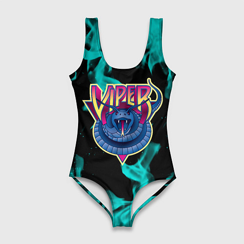 Женский купальник-боди Вайпер flame neon game / 3D-принт – фото 1