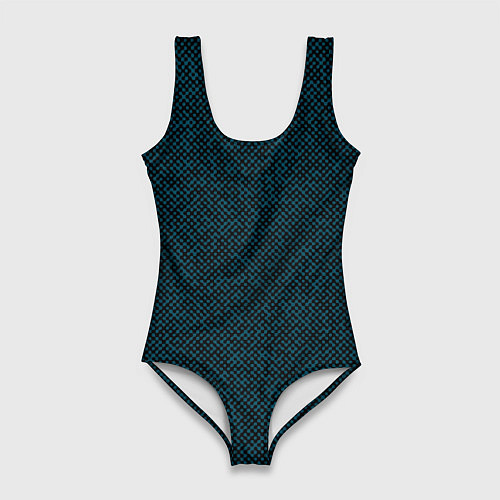 Женский купальник-боди Текстурированный чёрно-бирюзовый / 3D-принт – фото 1