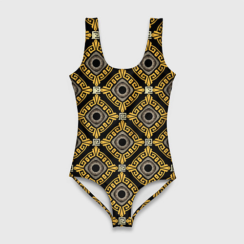 Женский купальник-боди Греческий орнамент меандр / 3D-принт – фото 1