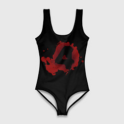 Женский купальник-боди Left 4 Dead logo красный