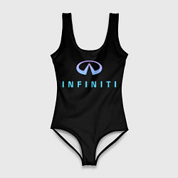 Купальник-боди 3D женский Infiniti logo neon, цвет: 3D-принт