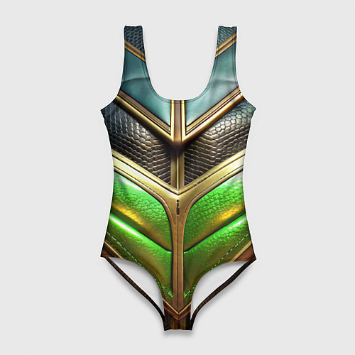 Женский купальник-боди Футуристичная объемная текстура из кожи / 3D-принт – фото 1