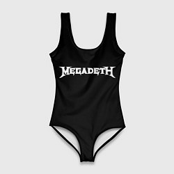 Купальник-боди 3D женский Megadeth logo white, цвет: 3D-принт