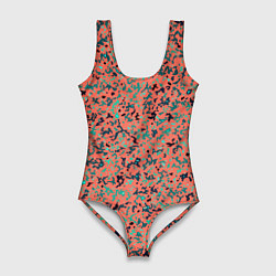 Купальник-боди 3D женский Розово-бирюзовый абстрактный, цвет: 3D-принт