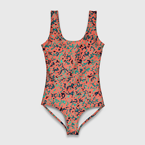 Женский купальник-боди Розово-бирюзовый абстрактный / 3D-принт – фото 1