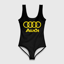 Купальник-боди 3D женский Audi logo yellow, цвет: 3D-принт