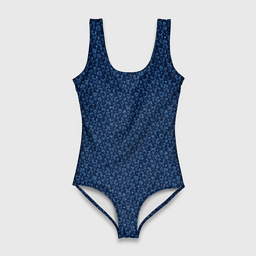 Женский купальник-боди Тёмно-синий текстурированный в мелкий рисунок / 3D-принт – фото 1