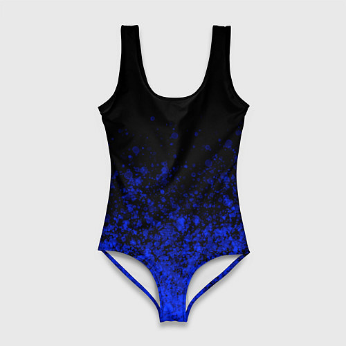 Женский купальник-боди Чёрный и ультрамарин абстрактный / 3D-принт – фото 1