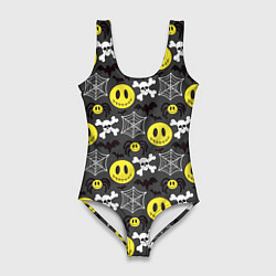 Купальник-боди 3D женский Смайлик хэллоуин, цвет: 3D-принт