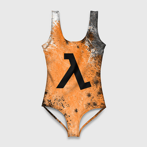 Женский купальник-боди Half life оранжевые краски / 3D-принт – фото 1