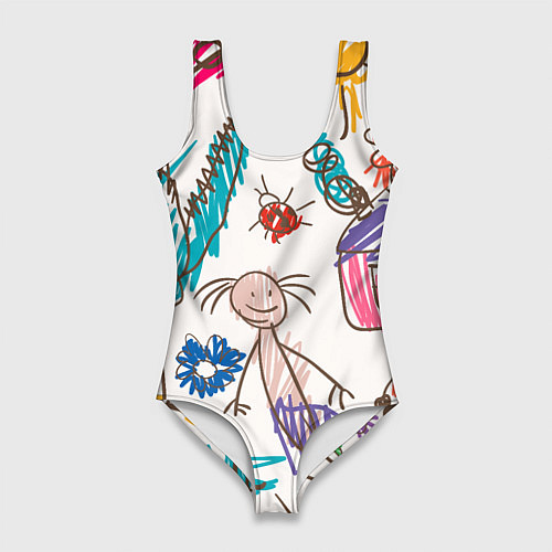 Женский купальник-боди Детский принт / 3D-принт – фото 1