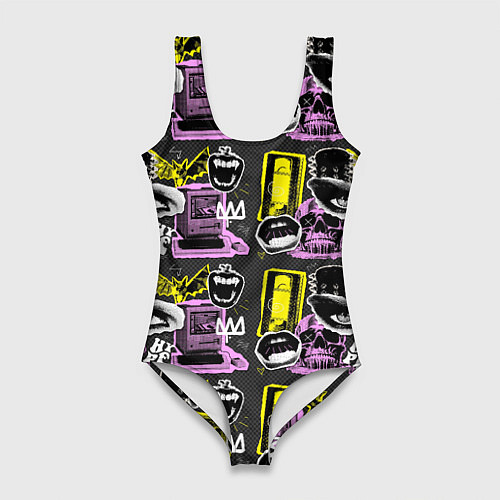 Женский купальник-боди Hype pop art коллаж-паттерн в пунктирном стиле с г / 3D-принт – фото 1