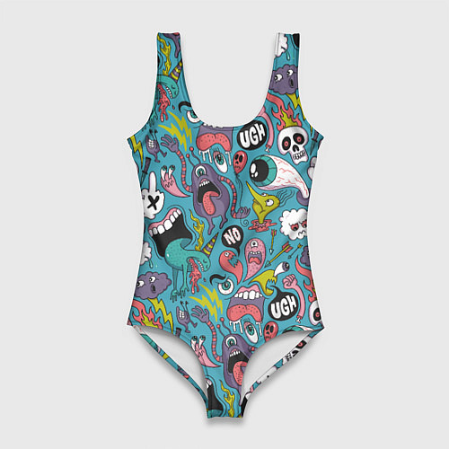 Женский купальник-боди Тьфу ты монстры / 3D-принт – фото 1
