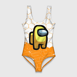 Купальник-боди 3D женский Амонг ас оранжевый, цвет: 3D-принт