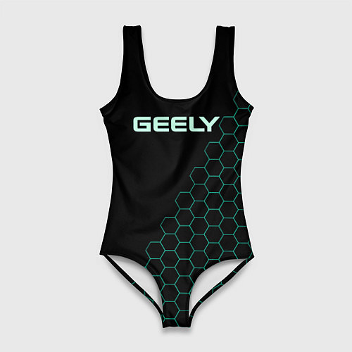Женский купальник-боди Geely чёрный мозаика / 3D-принт – фото 1
