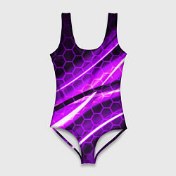 Купальник-боди 3D женский Неоновая броня текстура, цвет: 3D-принт