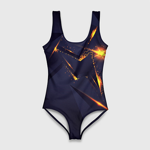 Женский купальник-боди Золотые неоновые плиты / 3D-принт – фото 1