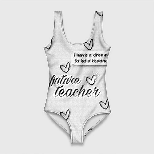 Женский купальник-боди Надпись будущий учитель / 3D-принт – фото 1