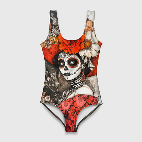 Женский купальник-боди Катрина в красном / 3D-принт – фото 1