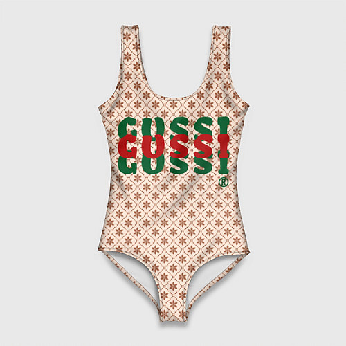 Женский купальник-боди Гусси - надпись цветная / 3D-принт – фото 1