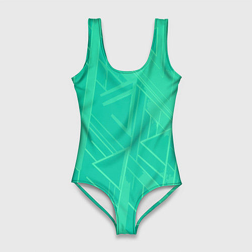 Женский купальник-боди Мятный зелёный однотонный геометричный / 3D-принт – фото 1