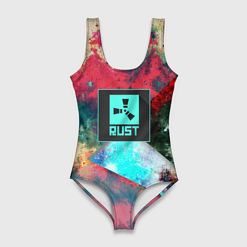 Женский купальник-боди RUST geometry color / 3D-принт – фото 1