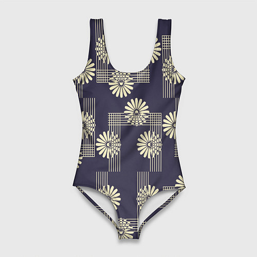 Женский купальник-боди Цветочный геометрический узор / 3D-принт – фото 1