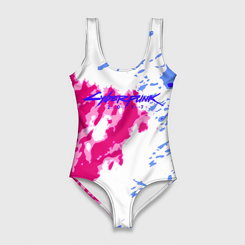 Женский купальник-боди Cyberpunk 2077 неоновые краски / 3D-принт – фото 1