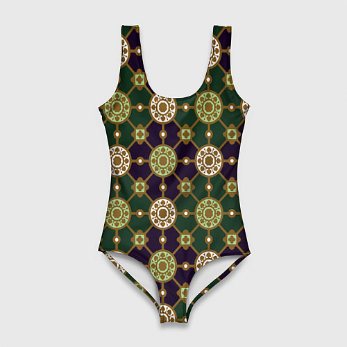 Женский купальник-боди Винтажная плитка / 3D-принт – фото 1