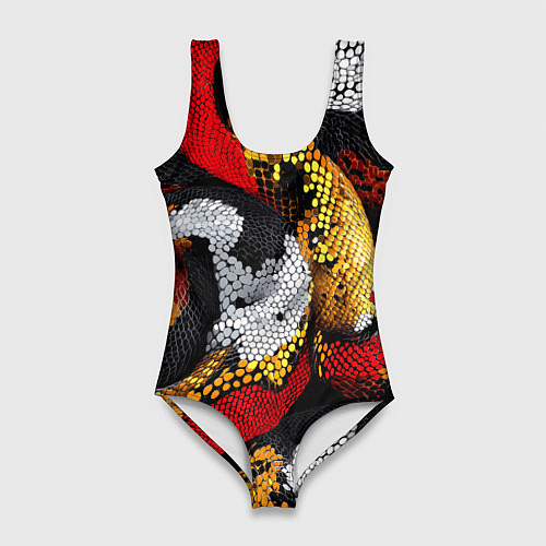 Женский купальник-боди Яркий змеиный паттерн / 3D-принт – фото 1