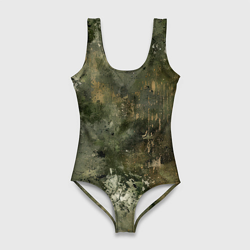 Женский купальник-боди Камуфляж с потертостями / 3D-принт – фото 1