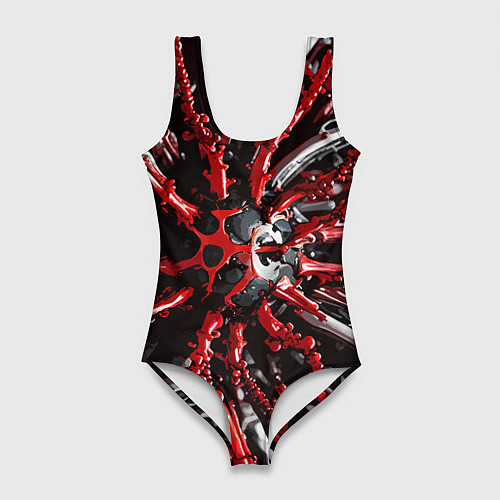 Женский купальник-боди Красно-белая инфекция / 3D-принт – фото 1