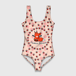 Женский купальник-боди Лиса рыжая бестия паттерн